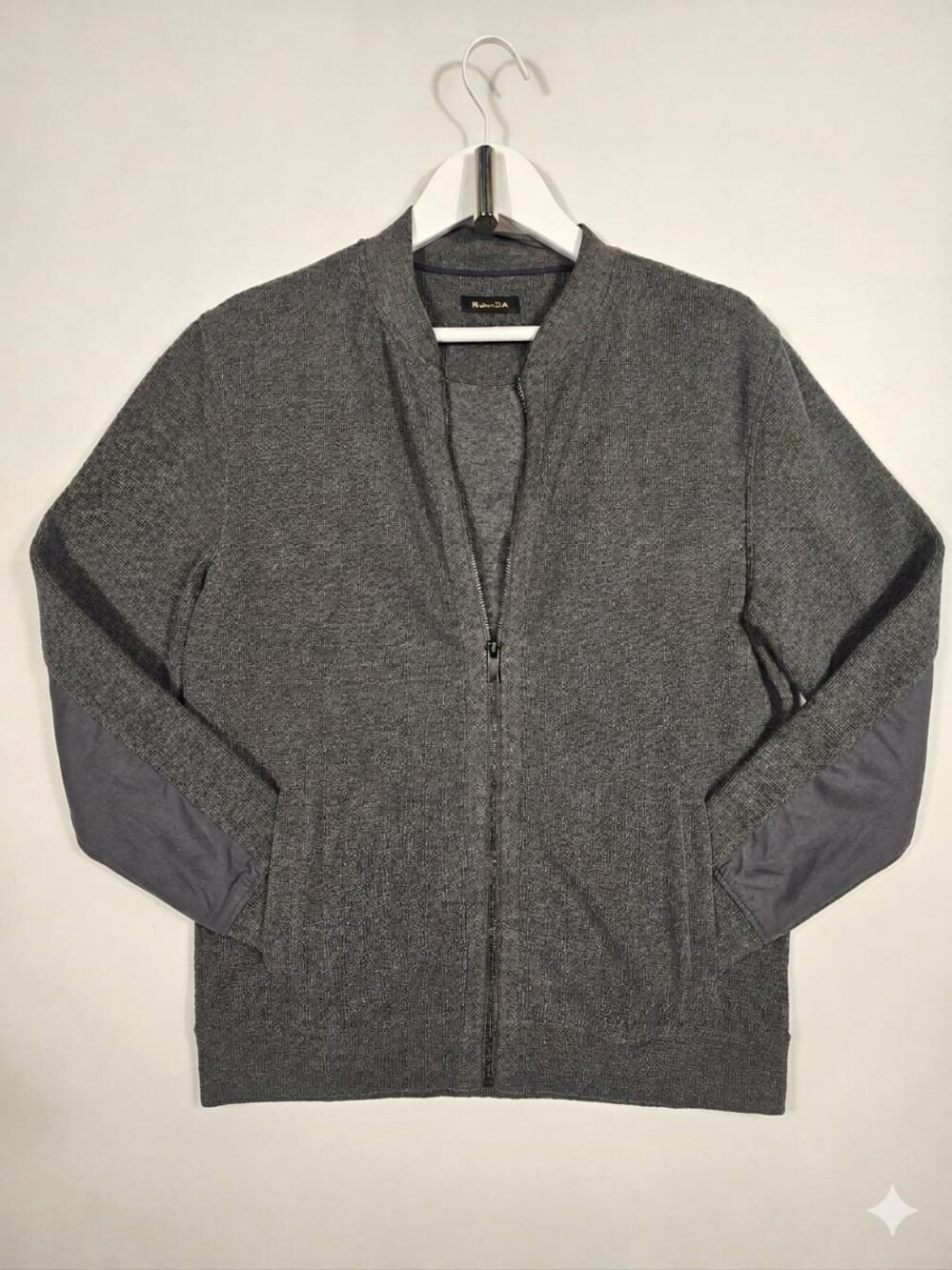 Massimo Dutti Men’s Grey Full-Zip Knit Bomber Jacket – Size L - Picture 2 of 8
